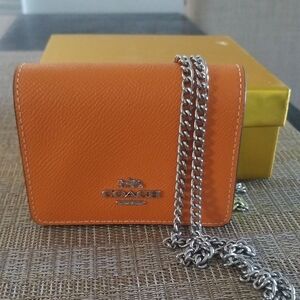Coach Orange Mini Bag with Silver Chain